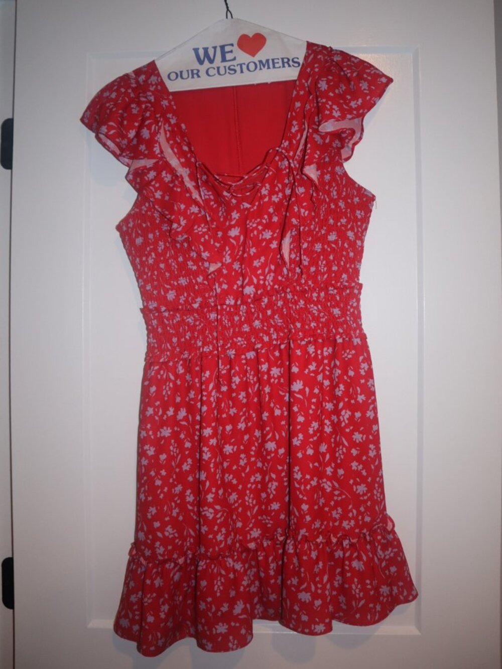 Parker Red Floral Ruffle Mini Dress Size 4